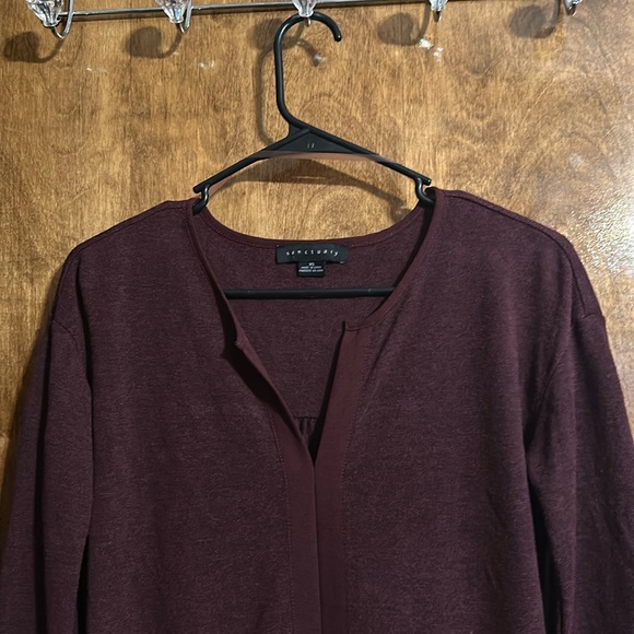 Sanctuary Burgundy Knit Rayon Blend Top Pullover Slit Neck Casual Blouse Size - Picture 5 of 10